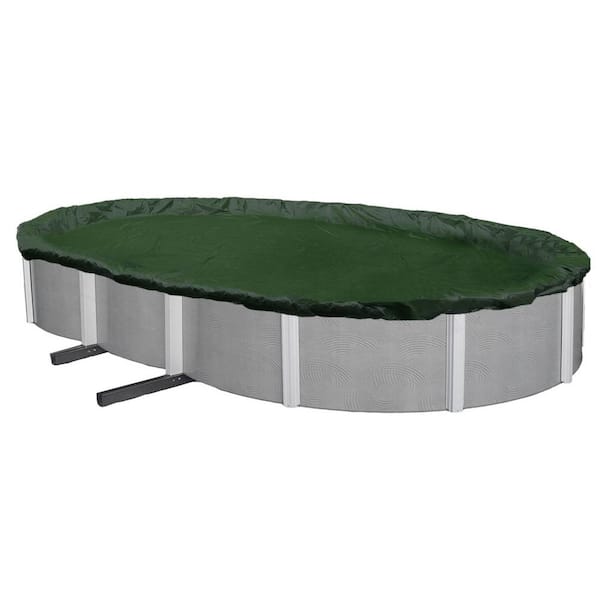 Blue Wave 12-Year 15 ft. x 30 ft. Oval Forest Green Above Ground Winter Pool Cover