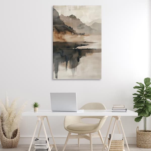 Layered Opaque Mountain Reflection by LSR Creative Studio Unframed Nature Graphic Art Print 45 in. x 30 in.