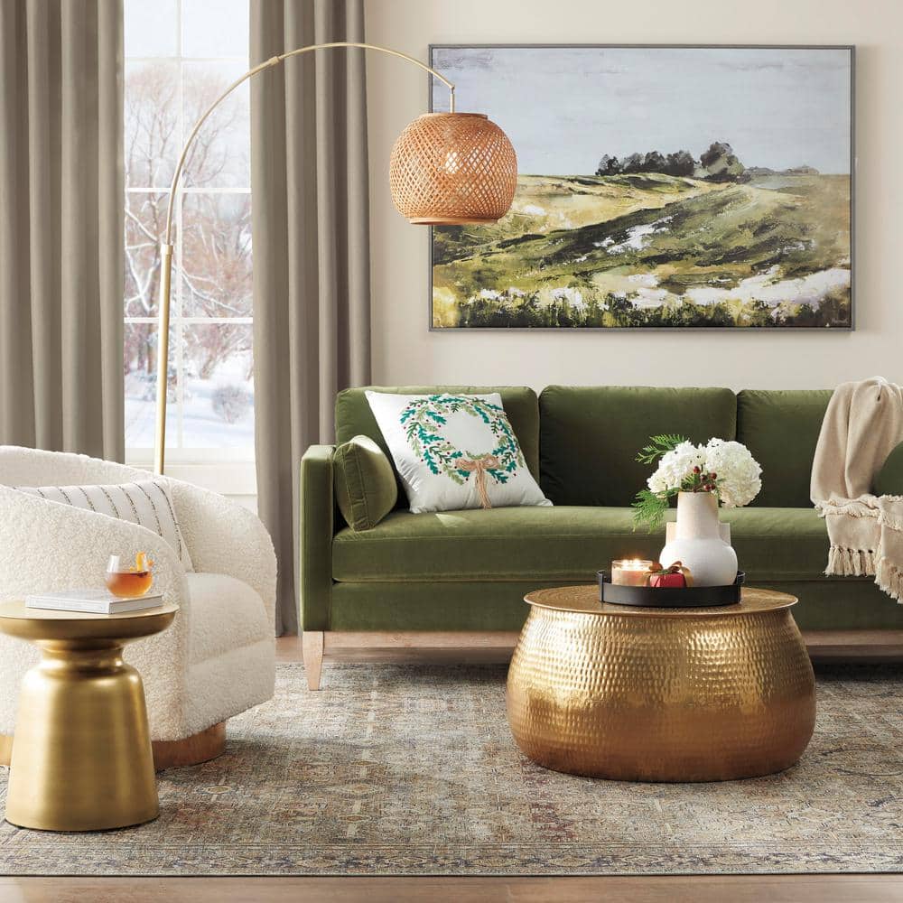 Round Gold Metal Accent End Table for Living Room