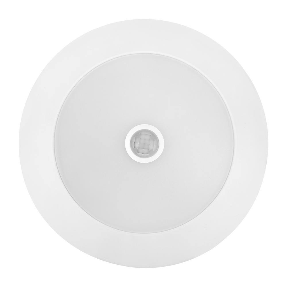 White Round LED Motion Sensor Flush Mount Ceiling Light