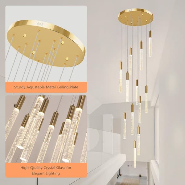 Magic Home 12-Light 20-in Gold LED Flush Mount Light with K9