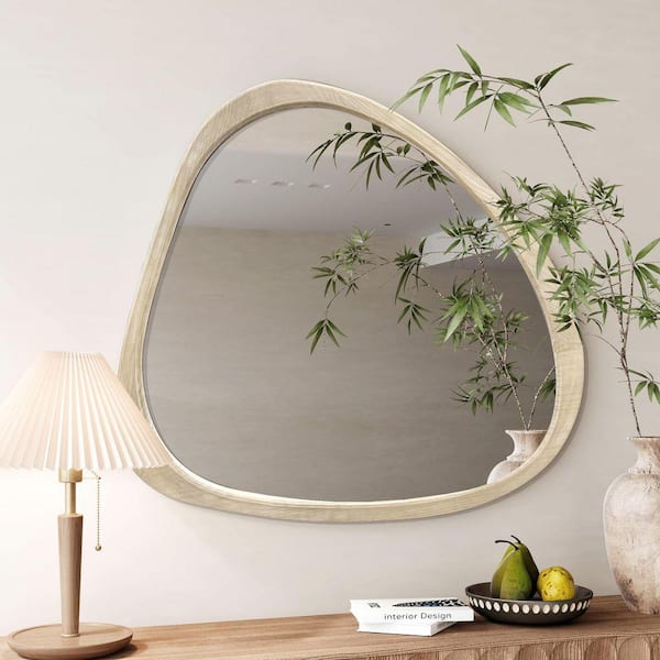 Desperado！大型鏡 45 in. W x 39 in. H Asymmetrical Wood Framed Natural Mirror for