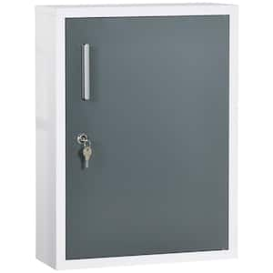 15.75 in. W x 6 in. D x 21 in. H Lockable Bathroom Storage Wall Cabinet in White and Gray with 2 Keys