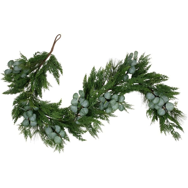 Real Touch️ Eucalyptus and Mixed Pine Artificial Christmas Garland 6 ft. x 8 in. Unlit