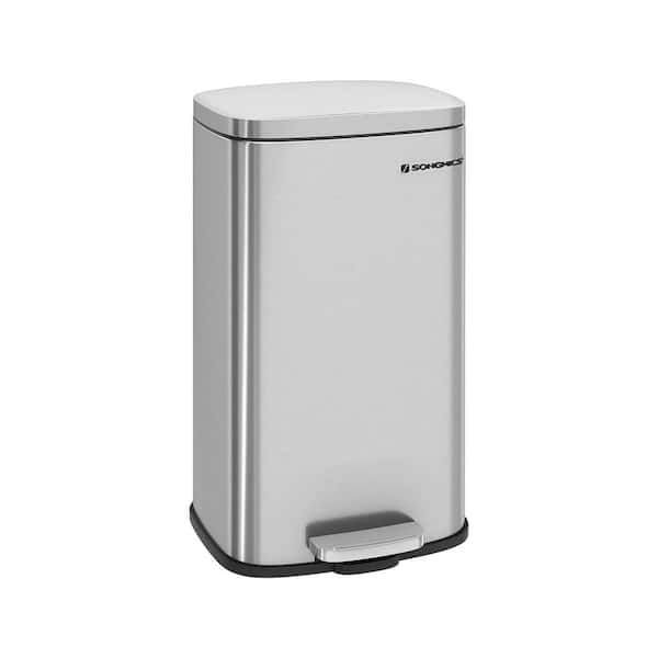 Kitchen 8 Gal. Silver Metal Household Trash Can Step Lid