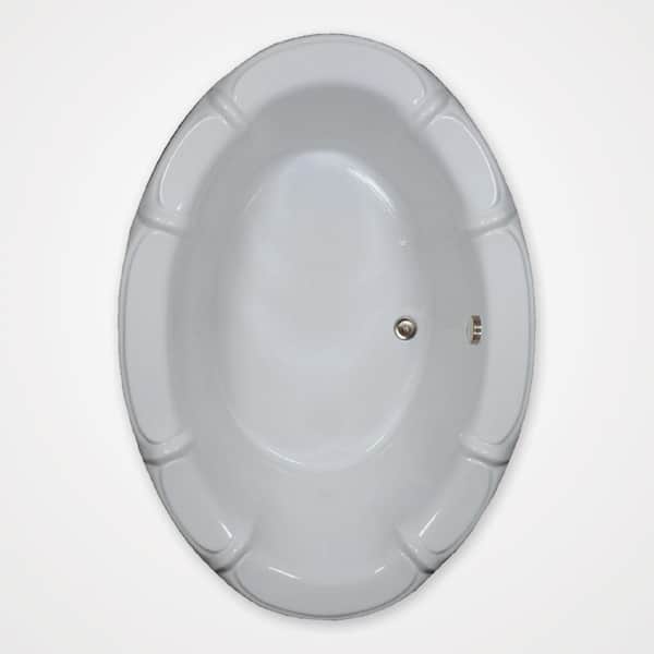 Comfortflo 68 in. x 48 in. Oval Drop-in Soaking Bathtub with Center Drain in Biscuit