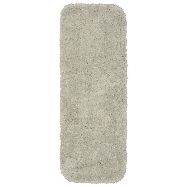 Serendipity Taupe 22 in. x 60 in. Washable Bathroom Accent Rug