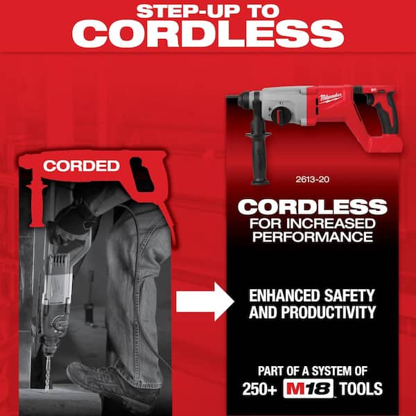 Milwaukee 8 Amp Corded 1 in. SDS D-Handle Rotary Hammer 5262-21