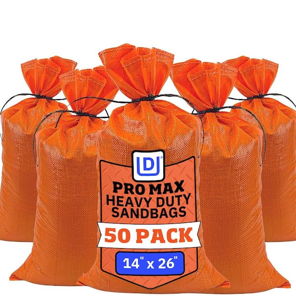 14 in. x 26 in. Orange Pro Max Extra UV Flood Barrier Sand Bags with Tie Strings (50-Pack)