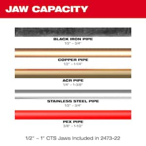 M12 12 Volt Lithium-Ion Force Logic Cordless Copper Press Tool with 1/2 in. to 1 in. IPS Pivoting Ring Jaw Set Included