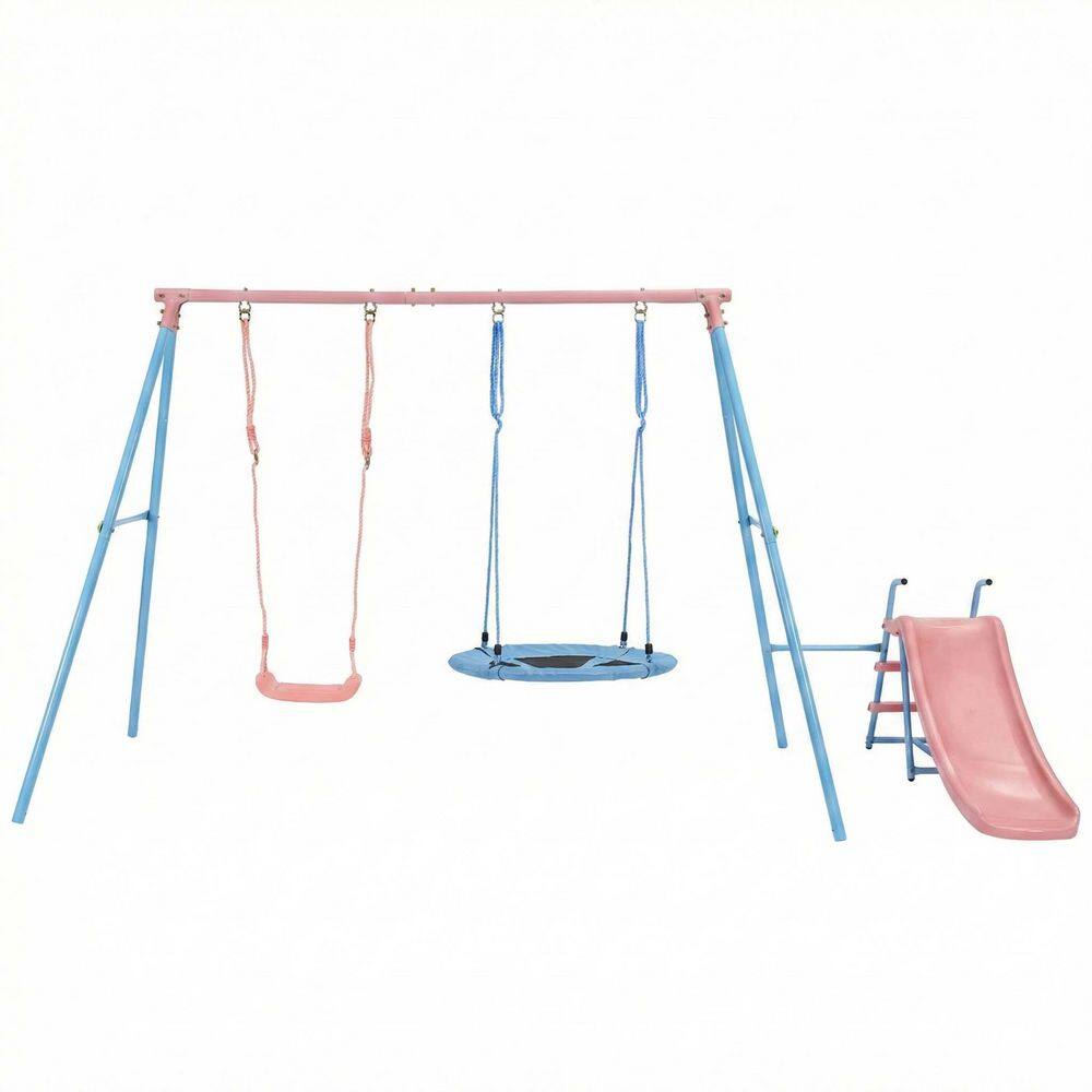 All-in-One Blue and Pink Swing Set with Slide for Outdoor Fun price history on PriceWatchPro