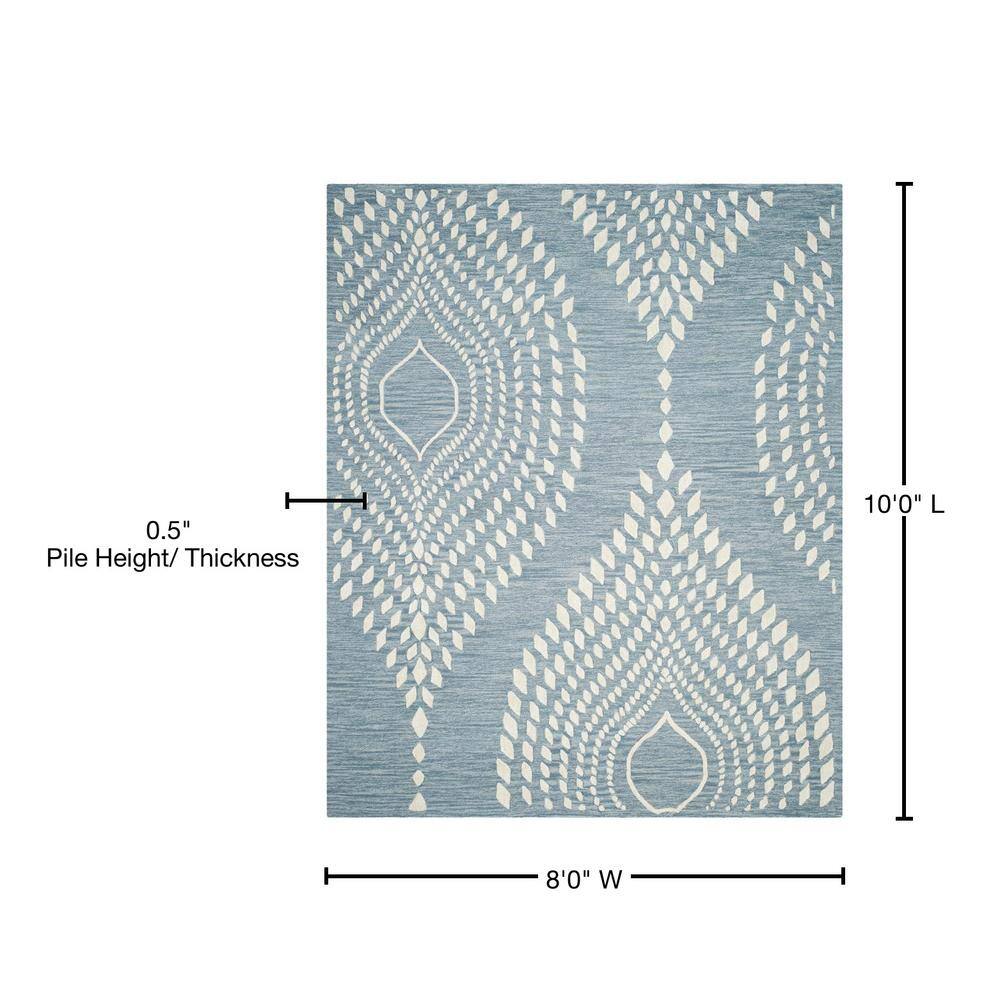 Bella Blue and Ivory Hand-Tufted Wool 8' x 10' Area Rug