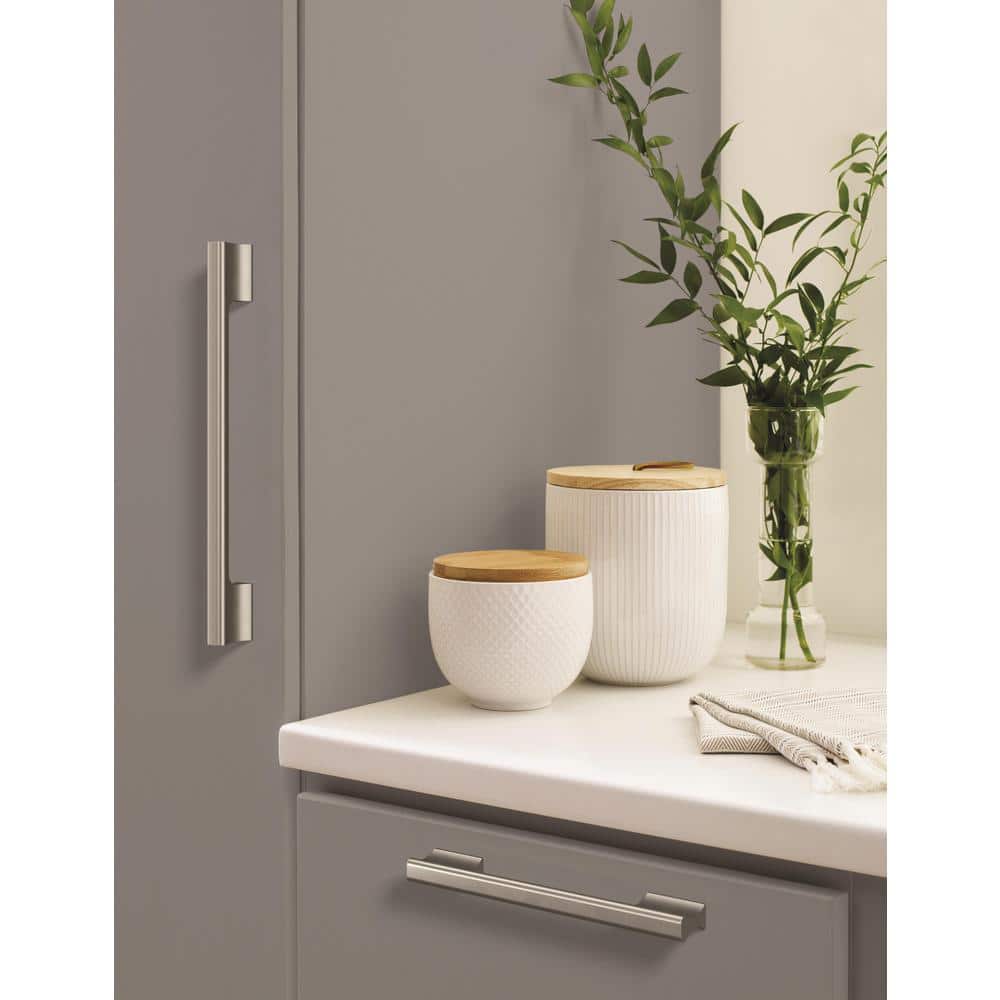 Satin Nickel Modern Cabinet Bar Pull with Mounting Hardware