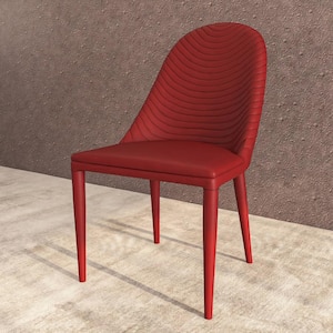 Seville Red Upholstered Modern Dining Chair with Metal Legs Armless Upholstered Leather Accent Chair
