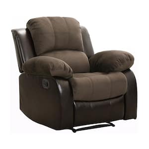 Bianca Chocolate Textured Plush Microfiber with Faux Leather Manual Recliner