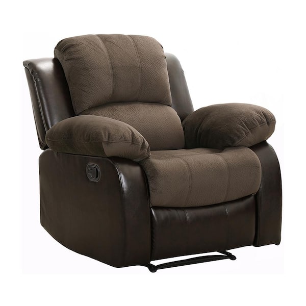 Lazzara Bianca Chocolate Textured Plush Microfiber with Faux Leather Manual Recliner