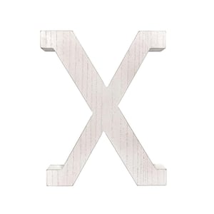 Large 15.75 in. Tall Distressed White Wash Decorative Monogram Wood Letter (X)