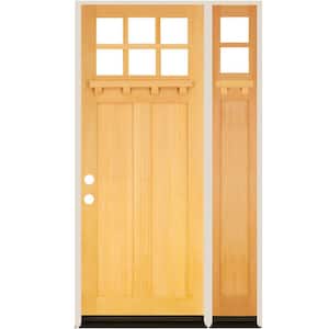 50 in. x 96 in. Craftsman Right-Hand/Inswing Clear Glass Clear Stain Douglas Fir Wood Prehung Front Door Right Sidelite