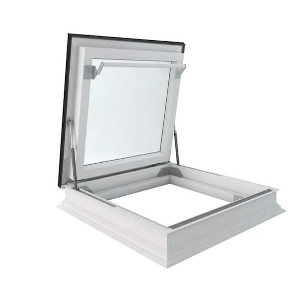 Fakro DRF 30 in. x 30 in. Venting Flat Roof Deck-Mount Roof Access Skylight Triple Glazed, Roof Hatch