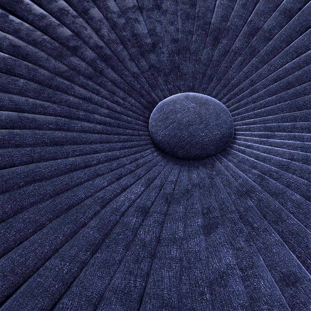Grafton Luxurious Dark Blue Velvet Tufted Round Pouf