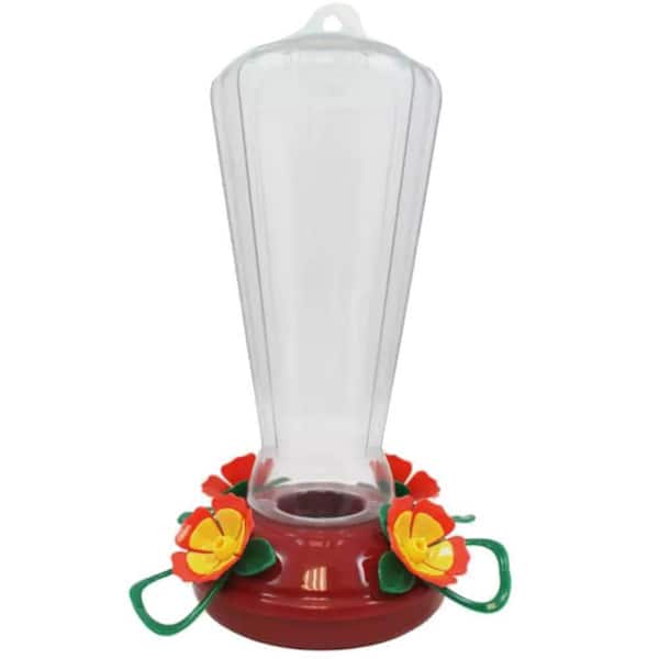 Hollyhock Red Plastic Hummingbird Feeder-25 oz. Capacity