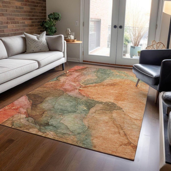 Chantille Machine Washable Indoor/Outdoor Abstract ACN1781 Coral 8 ft. x 10 ft. Area Rug