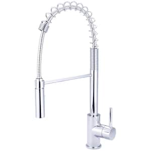 Single Handle Pre-Rinse Spring Pull Down Sprayer Kitchen Faucet in Polished Chrome