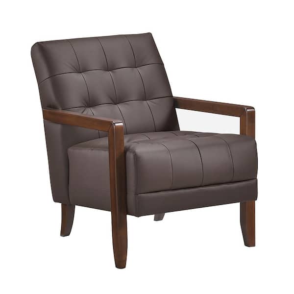 Saratoga Dark Brown Leather Upholstery Accent Chair