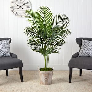 5 ft. Paradise Palm Artificial Tree in Farmhouse Planter
