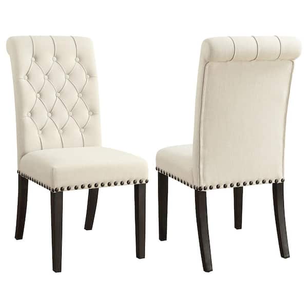 Coaster Alana Diamond Tufting Beige and Smokey Black Upholstered Dining Side Chairs (Set of 2)