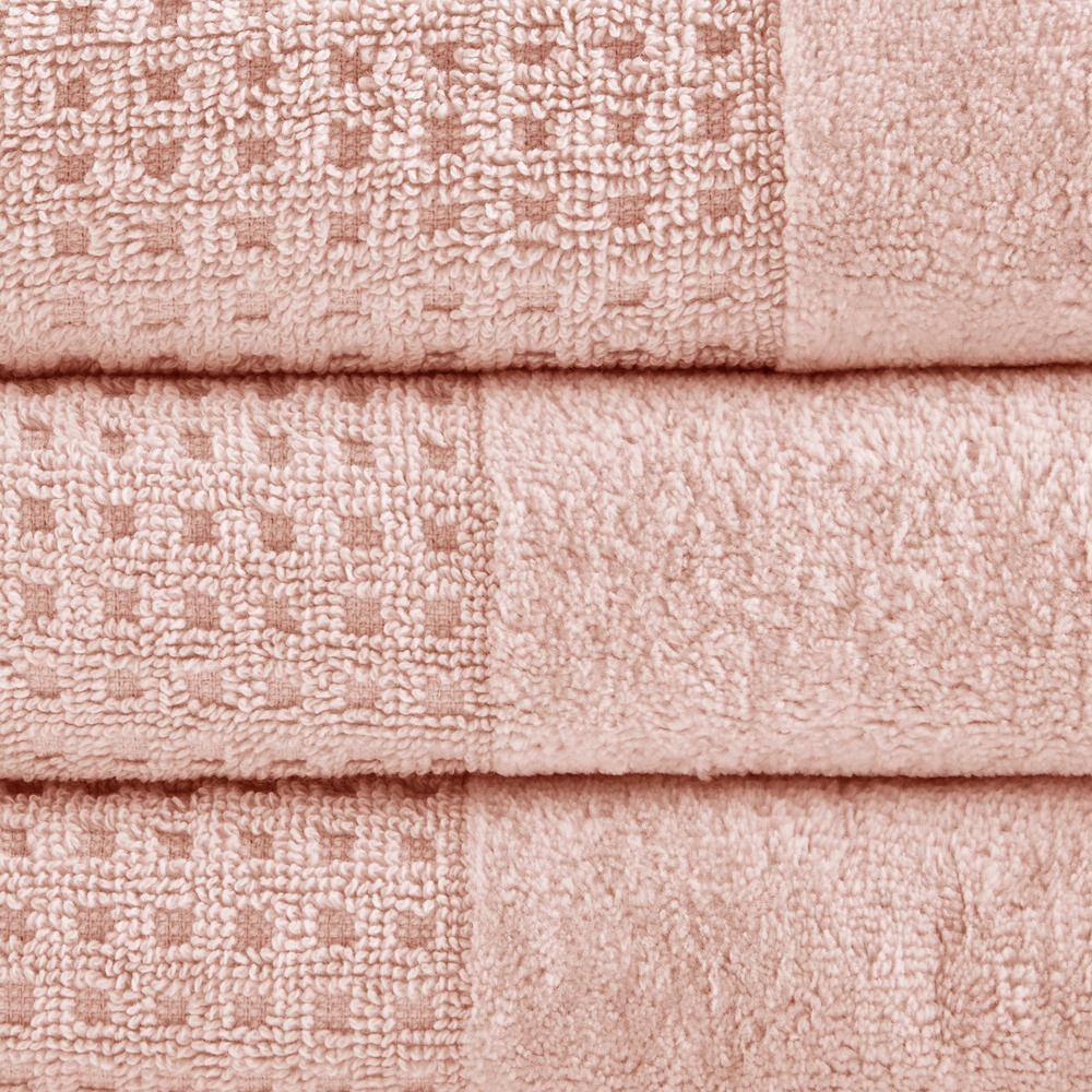 Pink Waffle Jacquard Cotton 6-Piece Towel Set