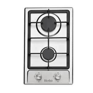 12 in. 2-Burners Recessed Gas Cooktop in Stainless Steel with Power Burners for Apartment, Outdoor