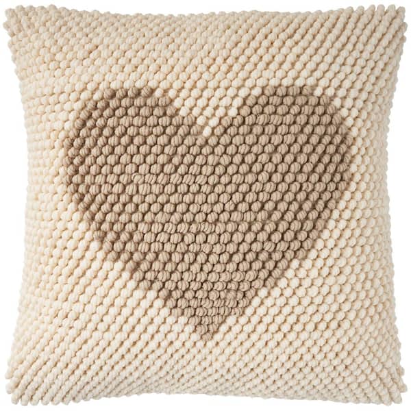 Mina Victory Holiday Pillows Beige Modern and Contemporary 18 in. x 18 in. Sq. Throw Pillow
