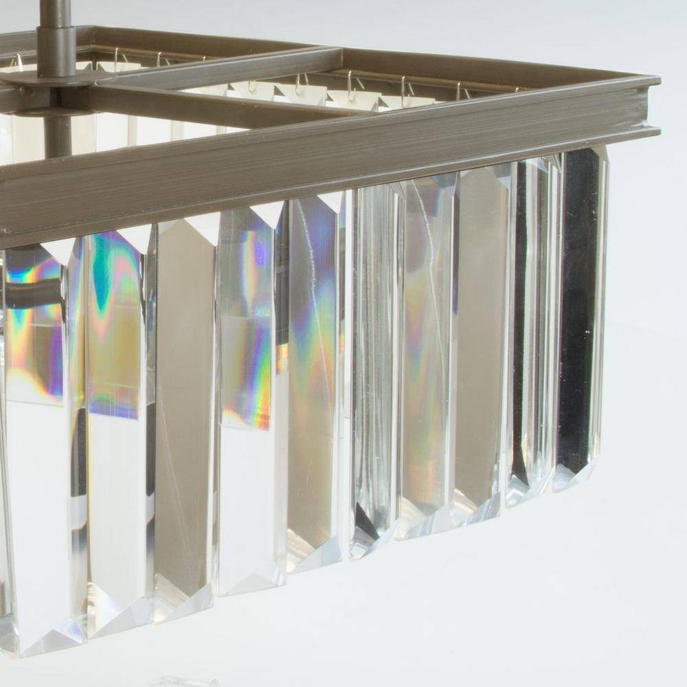 Bronze Crystal Rectangular Island Chandelier Light