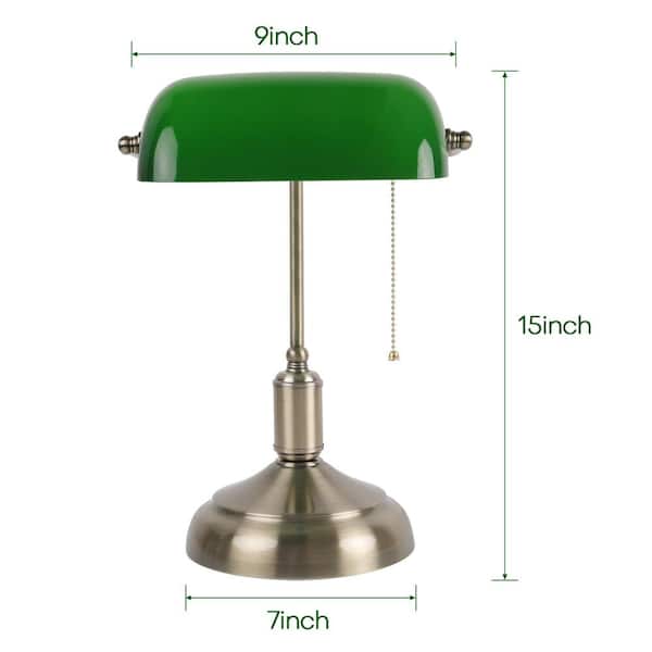 Traditional Antique Brass Green Banker Lamp
