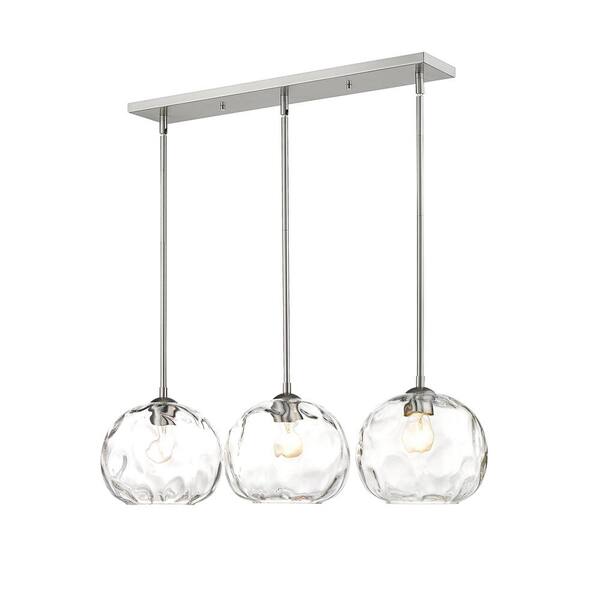 Filament Design 3 Light Brushed Nickel Island With Clear Glass Hd Te53330 The Home Depot - Reece Chrome Effect 3 Lamp Pendant Ceiling Light
