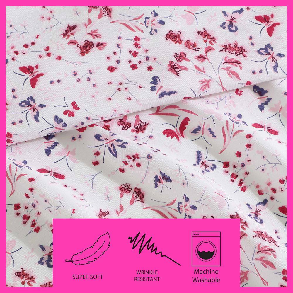 Mystic Garden Pink Twin Microfiber Sheet Set