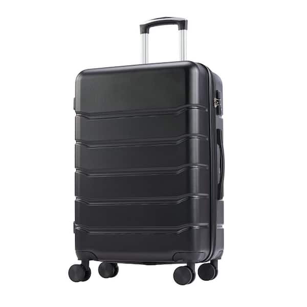 Tatahance 26 in. Black Plastic Spinner Suitcase with TSA Lock and Retractable Handle