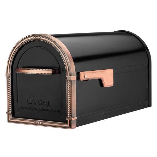 Architectural Mailboxes Bungalow Black Post Mount Mailbox with Antique ...