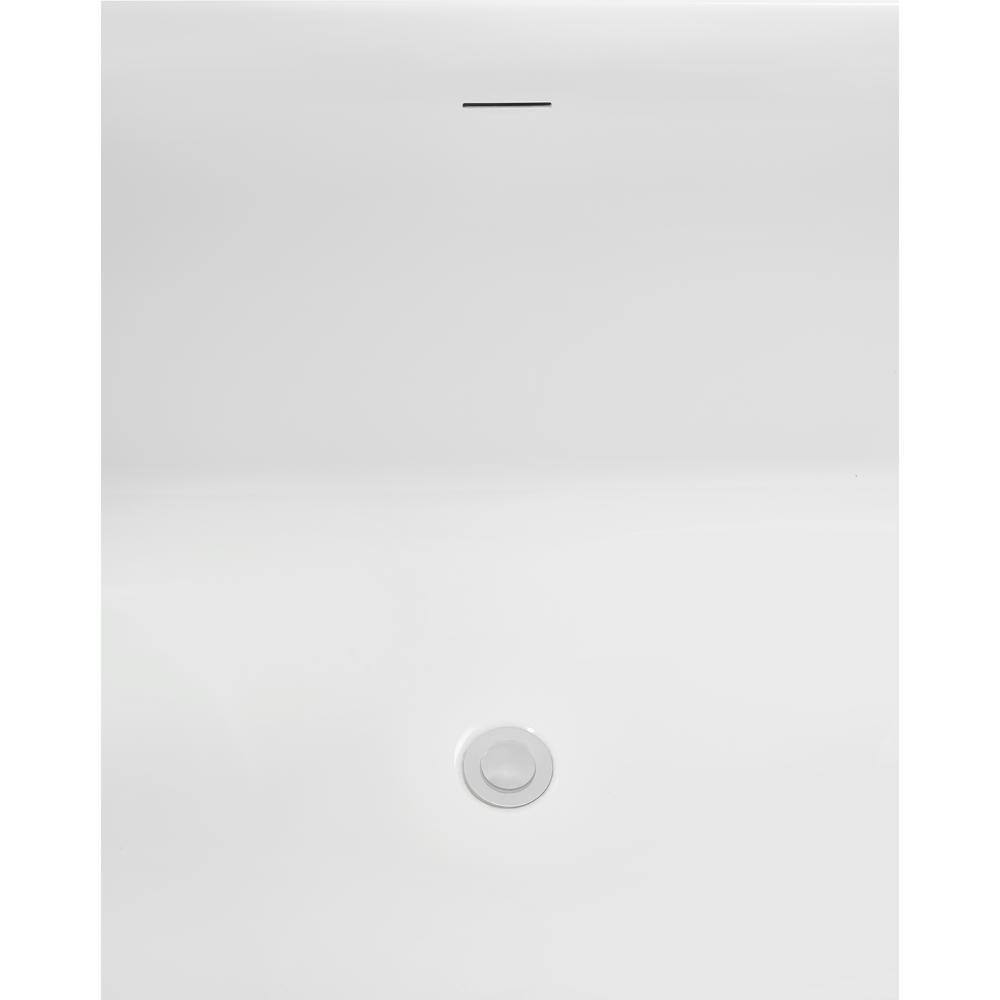59" Glossy White Acrylic Freestanding Soaking Tub with Tray