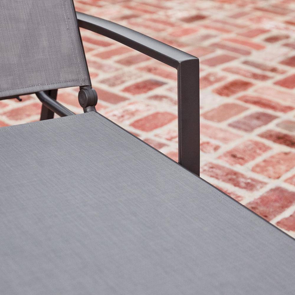 Naples Gray Aluminum Outdoor Chaise Lounge with Adjustable Backrest