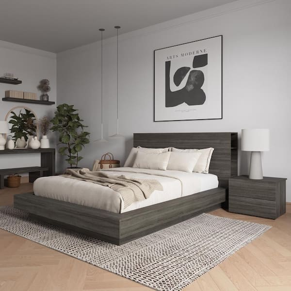 Nexera Marconi 3-Piece Gray Oak Composite Queen Size Bedroom Set