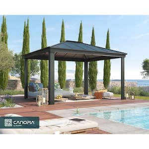 Dallas 12 ft. x 14 ft. Gray/Gray Opaque Outdoor Gazebo with Insulating and Sleek Roof Design