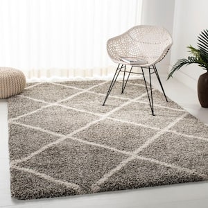 Hudson Shag Gray/Ivory 5 ft. x 8 ft. Geometric Diamonds Area Rug