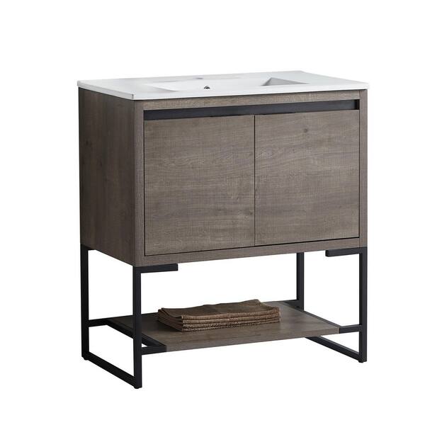 taholi 18 in. W x 32 in. D x 35 in. H Bathroom Vanity in Grey with ...