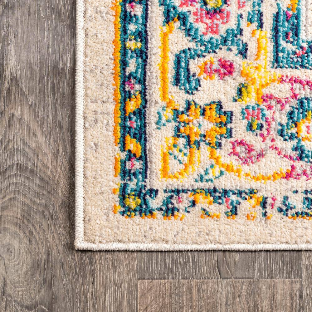 Ivory and Beige Reversible Medallion Synthetic Area Rug