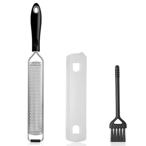 Black Stainless Steel Lemon Zester Grater w/Ultra-Fine Blades for Cheese, Ginger, Garlic, Nutmeg, Chocolate, Vegetables