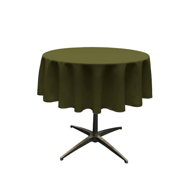 LA Linen 58 in. Round Olive Polyester Poplin Tablecloth TCpop58R_OliveP21 -  The Home Depot