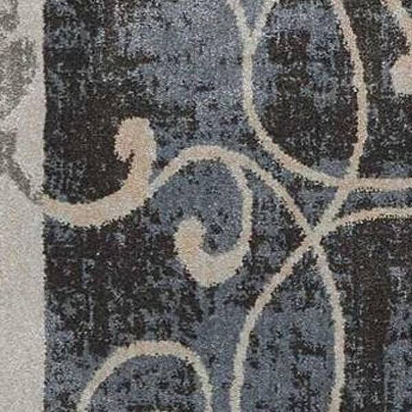 5 ft. x 7 ft. Tan Black and Ivory Floral Vines Non Skid Area Rug