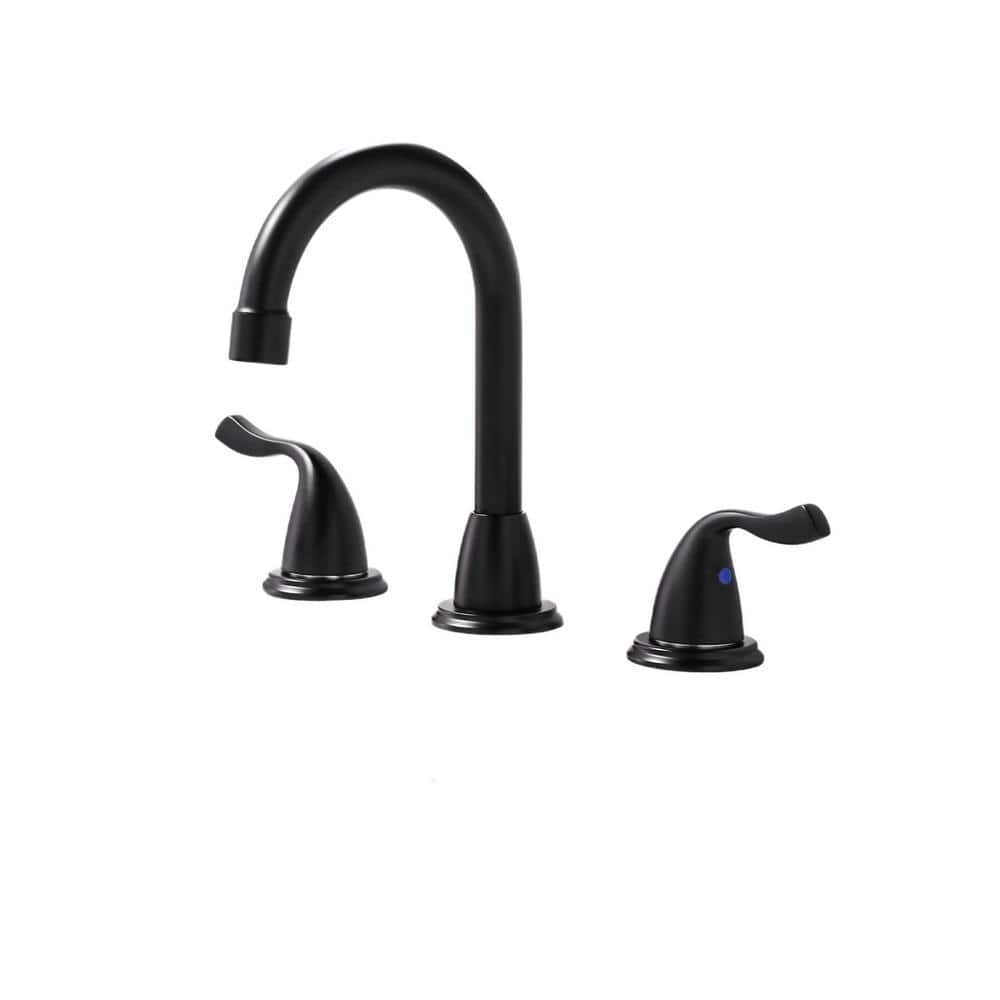 Aleasha 8 In Widespread Double Handle Bathroom Sink Faucet In Black Al 2c58b The Home Depot